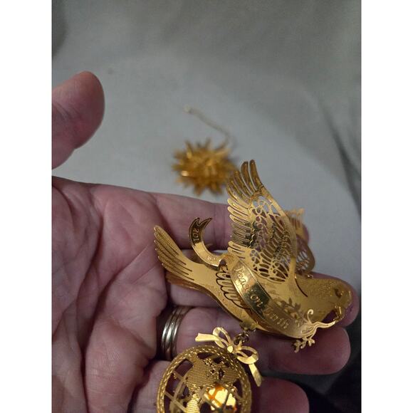 Set 2 Danbury Mint Gold Plated Ornament Peace on Earth Dove Snowflake Star - Picture 7 of 11